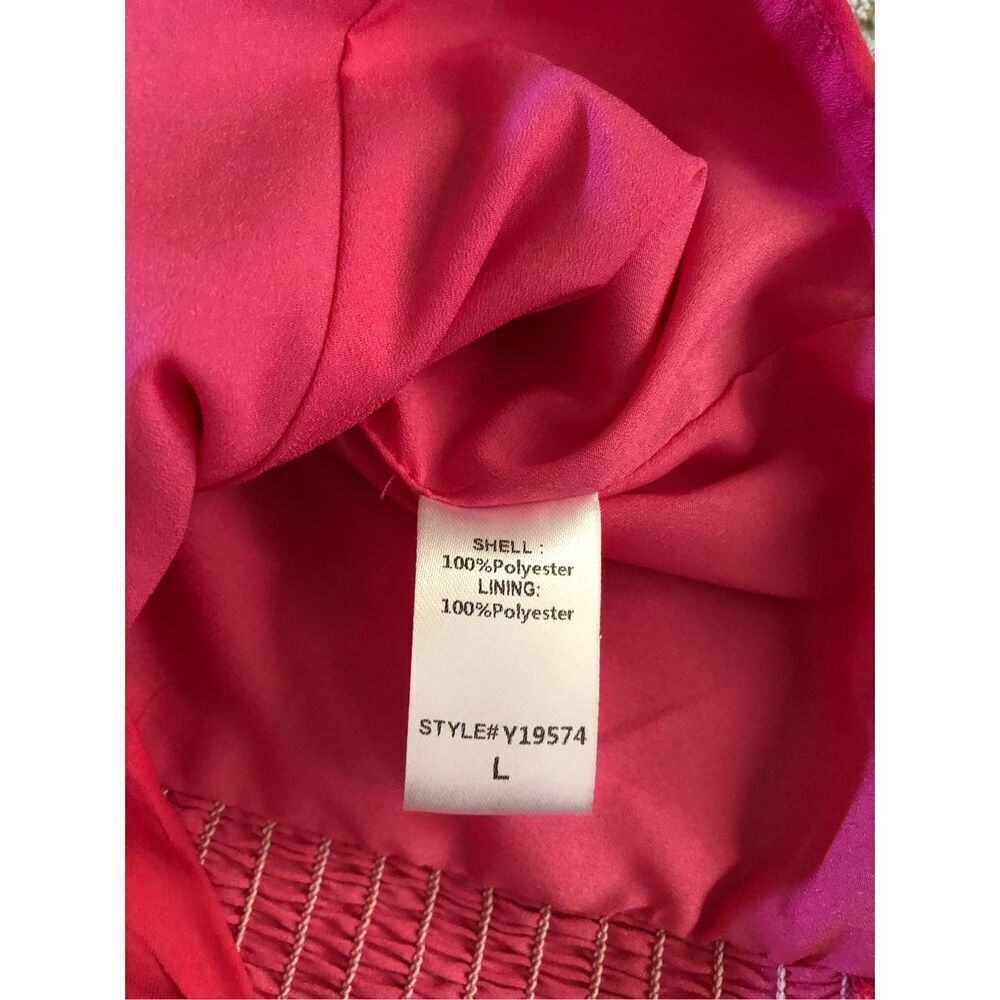 Do+Be Pink Puff Sleeve Ruffle Ruched Top  SZ L - Picture 9 of 10